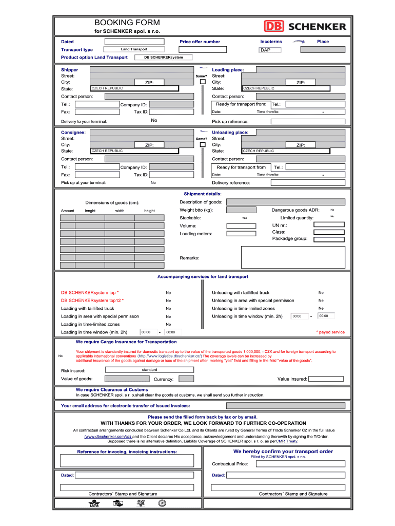 logistics form Preview on Page 1