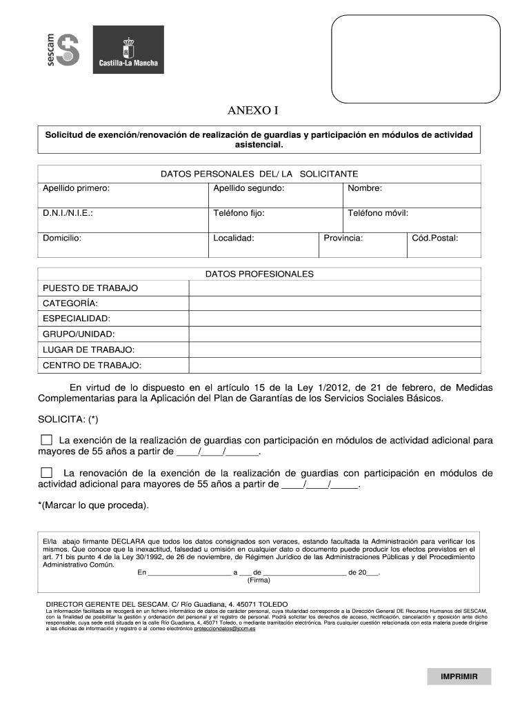 Anexo i - Servicio de Salud de Castilla-La Mancha Vista previa en la página 1