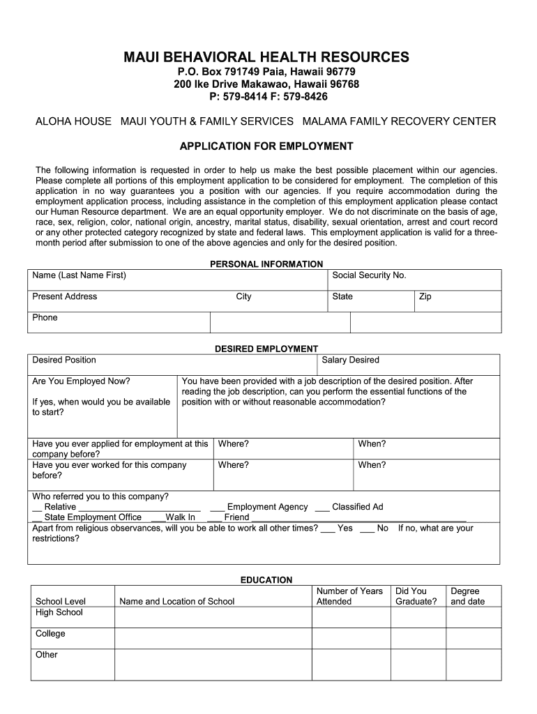 hawaii employment services Preview on Page 1