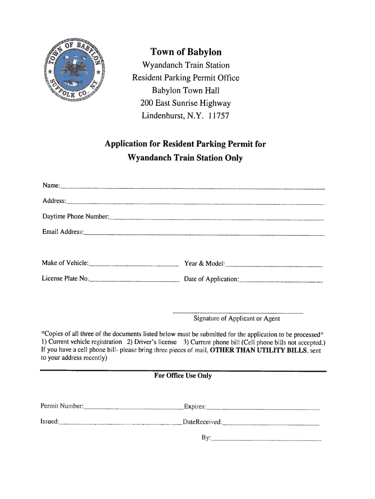 Wyandanch Parking Permit Fill Online, Printable, Fillable, Blank