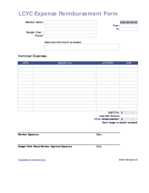 LCYC Expense Reimbursement Form