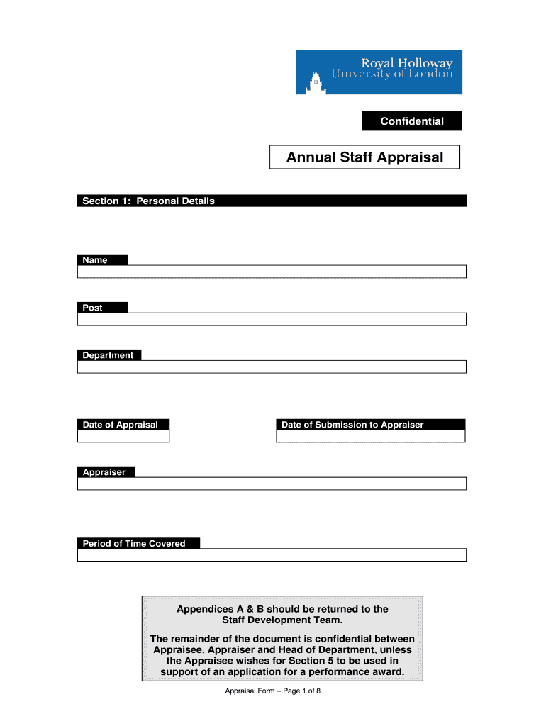 Fillable Online Annual Staff Appraisal Fax Email Print - pdfFiller