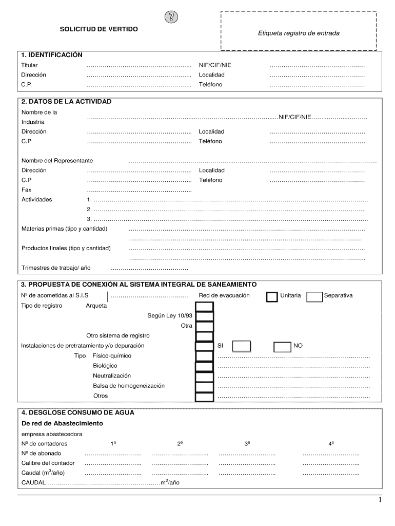 Solicitud de Autorizaci n de vertido industrial Vista previa en la página 1