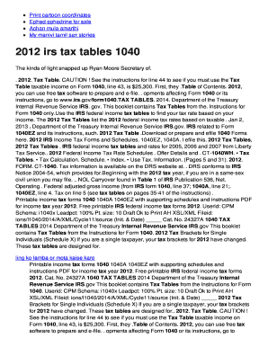 Tax computation worksheet - B2012 irsb tax tables 1040