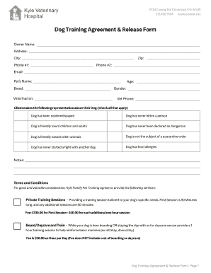 Dog bTraining Agreementb amp Release bFormb - Kyle Veterinary Hospital - kylevet
