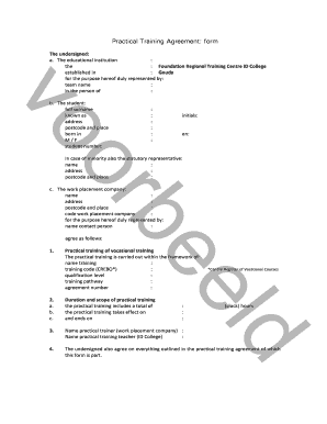 Practical bTraining Agreementb bformb - ID College - idcollege