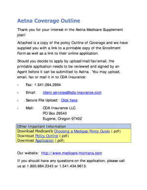 Aetna Medicare Supplement Enrollment Form