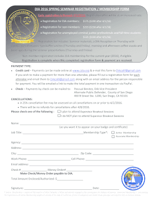 Seminar feedback - DIA SPRING SEMINAR REGISTRATION MEMBERSHIP FORM - cdia