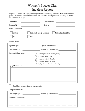 Womens Soccer Club Incident Report