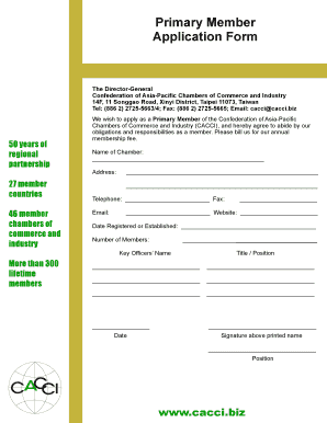 Fillable Online cacci Primary Member Application Form - CACCI - cacci ...
