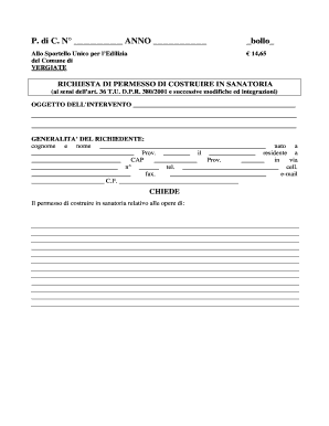 Fillable online vergiate gov permesso di costruire in sanatoria ... Permesso online