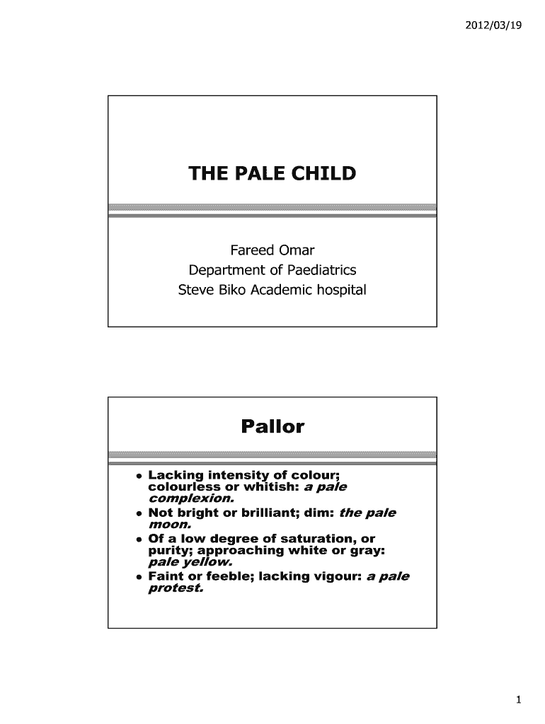 Fillable Online THE PALE CHILD Fax Email Print pdfFiller