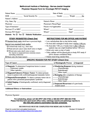 Physician Request Form for Oncologic PET/CT Imaging