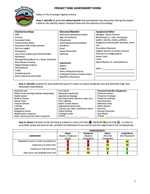 PROJECT RISK ASSESSMENT bFORMb - thecrossing thebegavalley org