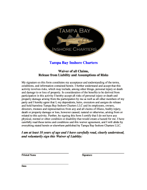 Signed Liability Release Form - Tampa Bay Inshore Charters