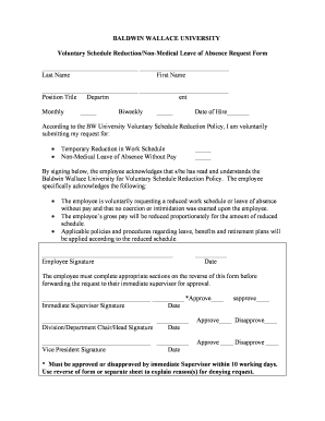 BALDWIN WALLACE UNIVERSITY Voluntary Schedule Reduction