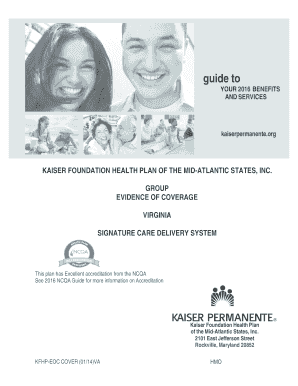 Fillable Online 2016 Kaiser Permanente Evidence of Coverage Signature ...