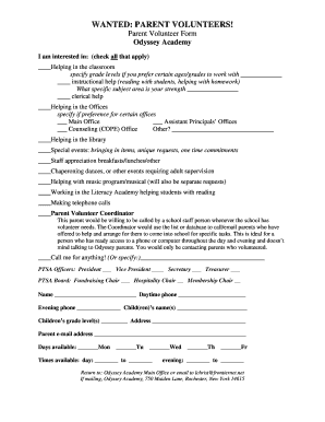 Odyssey Parent Volunteer Form 2015 - Greece PTA Council - ptagreeceny