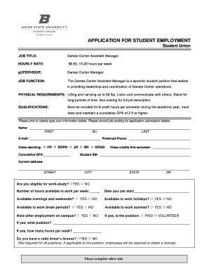 Games Center Assistant Manager - sub boisestate