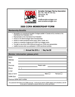 CORA 2005 individual membership form