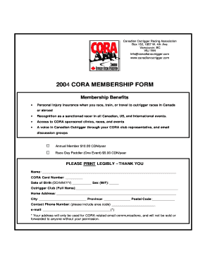 200 4 CORA MEMBERSHIP FORM