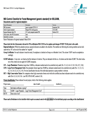 fillable online imo bimob control checklist for forest generic checklist