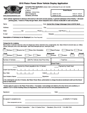 Raise proposal template - 2010 Piston Power Show Vehicle Display Application - covvc