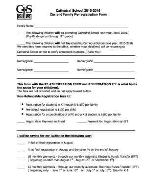 Cathedral School 2015-2016 Current Family Re-registration Form - cathedralschoolil