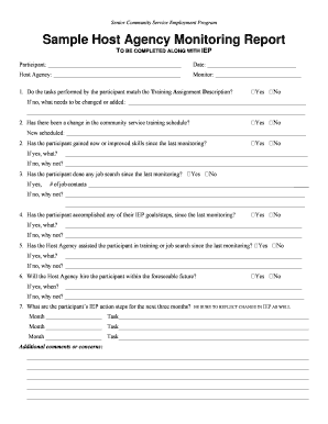 Sample HA Monitoring Report form - Senior Service America - forms seniorserviceamerica