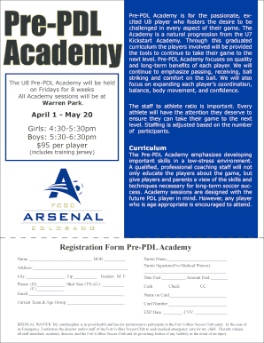 Registration Form Pre-PDL Academy - Fort Collins Soccer Club - soccerfortcollins