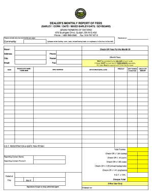 DEALER039S MONTHLY REPORT OF FEES - Grain Farmers of Ont - gfo