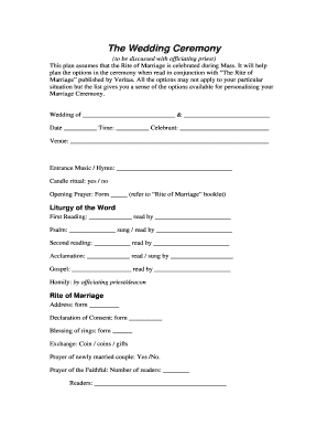 Fillable Online corkandross The Wedding Ceremony - Parishes Churches ...