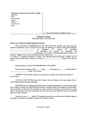 Warranty Deed New Mexico Pdf Fill Online Printable Fillable Blank Pdffiller