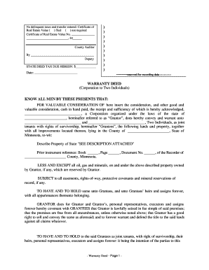 Life estate deed oklahoma - Minnesota Warranty Deed from Corporation to Two Individuals