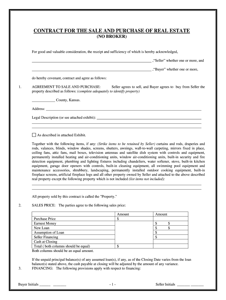 Kansas Real Estate Contract - Fill Online, Printable ...