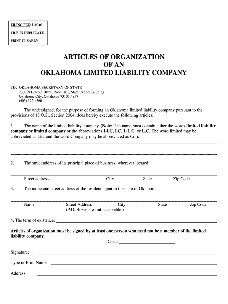 Articles Of Organization
