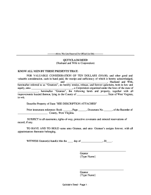 example of a quit claim deed completed virginia