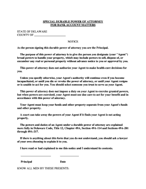Adding poa to bank account i delaware form