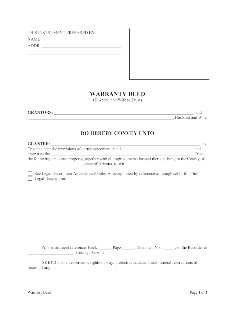 warranty deed arizona Preview on Page 1