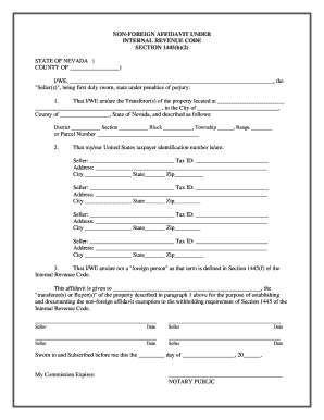 Non-Foreign Affidavit Under IRS Section 1445(b)(2)