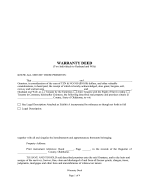 Oklahoma Warranty Deed from two Individuals to Husband and Wife