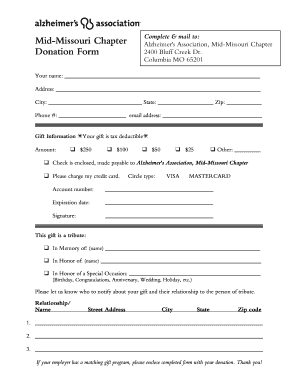 Mid-Missouri Chapter Donation Form - Alzheimer's Association - alz