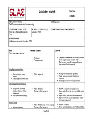 35 Printable Job Safety Analysis Forms and Templates - Fillable ...