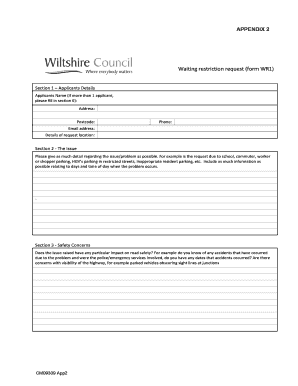 Waiting Restriction Request Form WR1