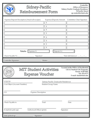 MIT Student Activities Expense Voucher Sidney-Pacific bb - s-p mit