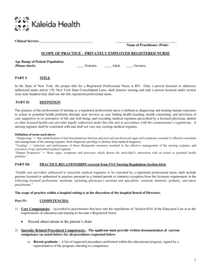 New York Registered Nurse Scope of Practice Form