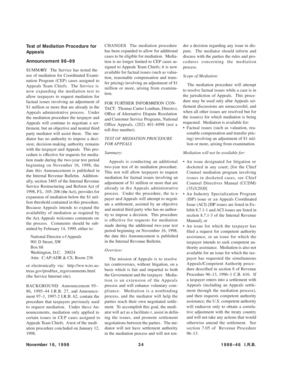 IRS Mediation Procedure Announcement 98-99