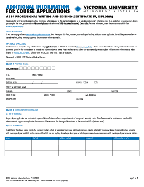 A314 Additional Information Form