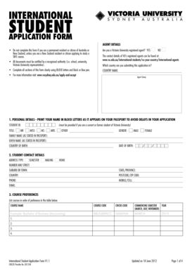 Victoria University Sydney Student Application Form