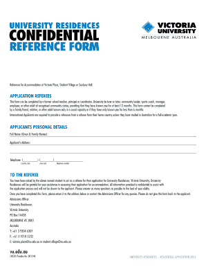 University Residences Confidential Reference Form